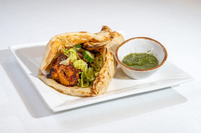 Chicken Tikka Naan Wrap.